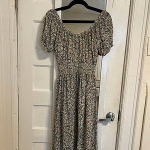 Madewell Floral Puff-Sleeve Midi Dress
